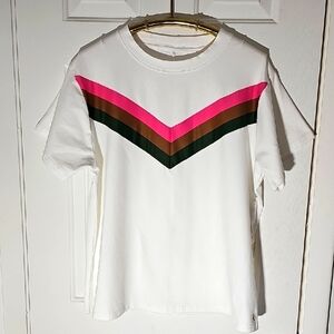 Smith & Quinn White T-Shirt with‎ Chevron Design. Size XL. NWT